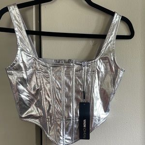 fashion nova Zenon metallic corset top